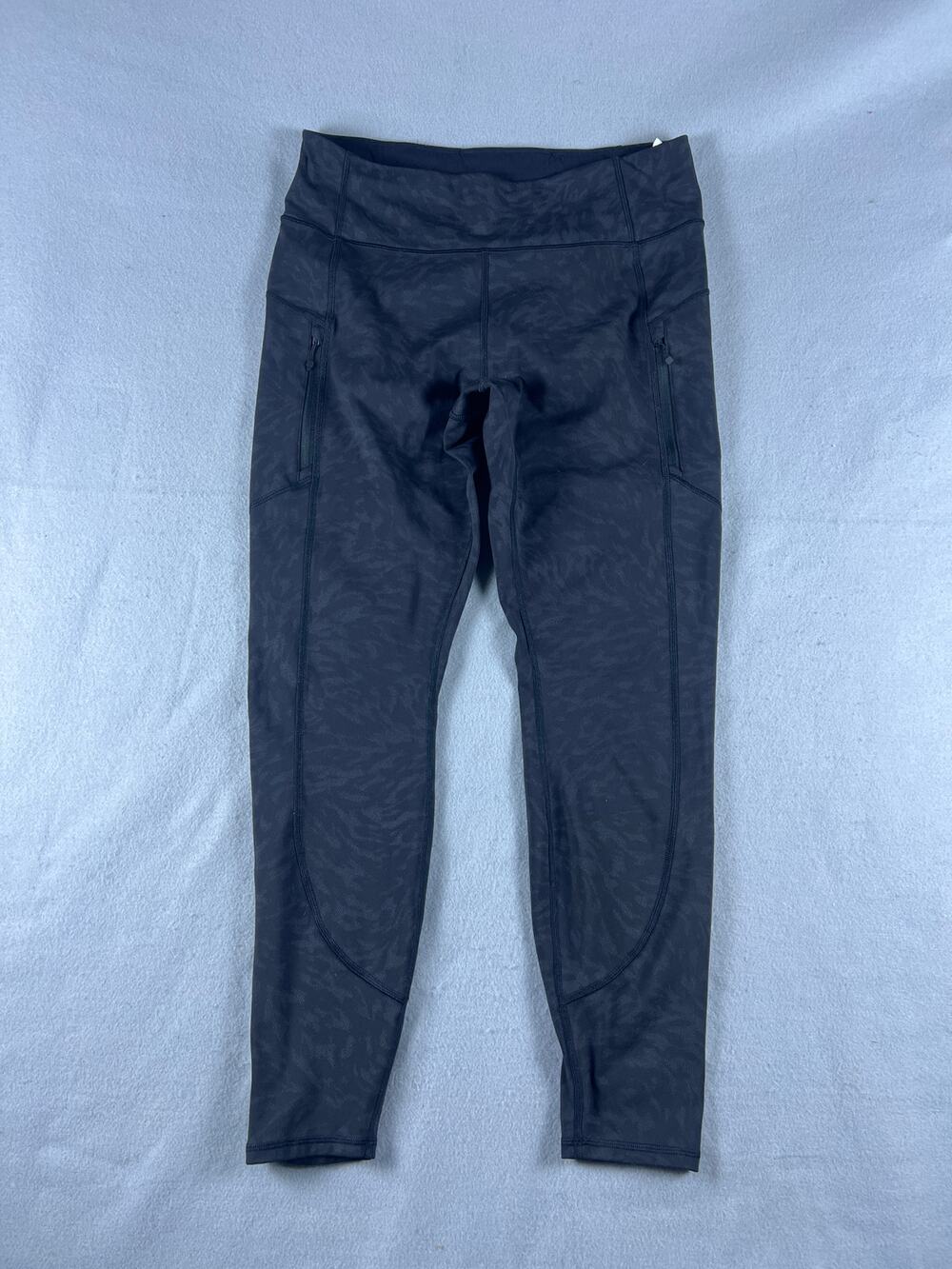 Athleta Rainier Printed Tight Womens L Black Animal Print Reflective Leggings
